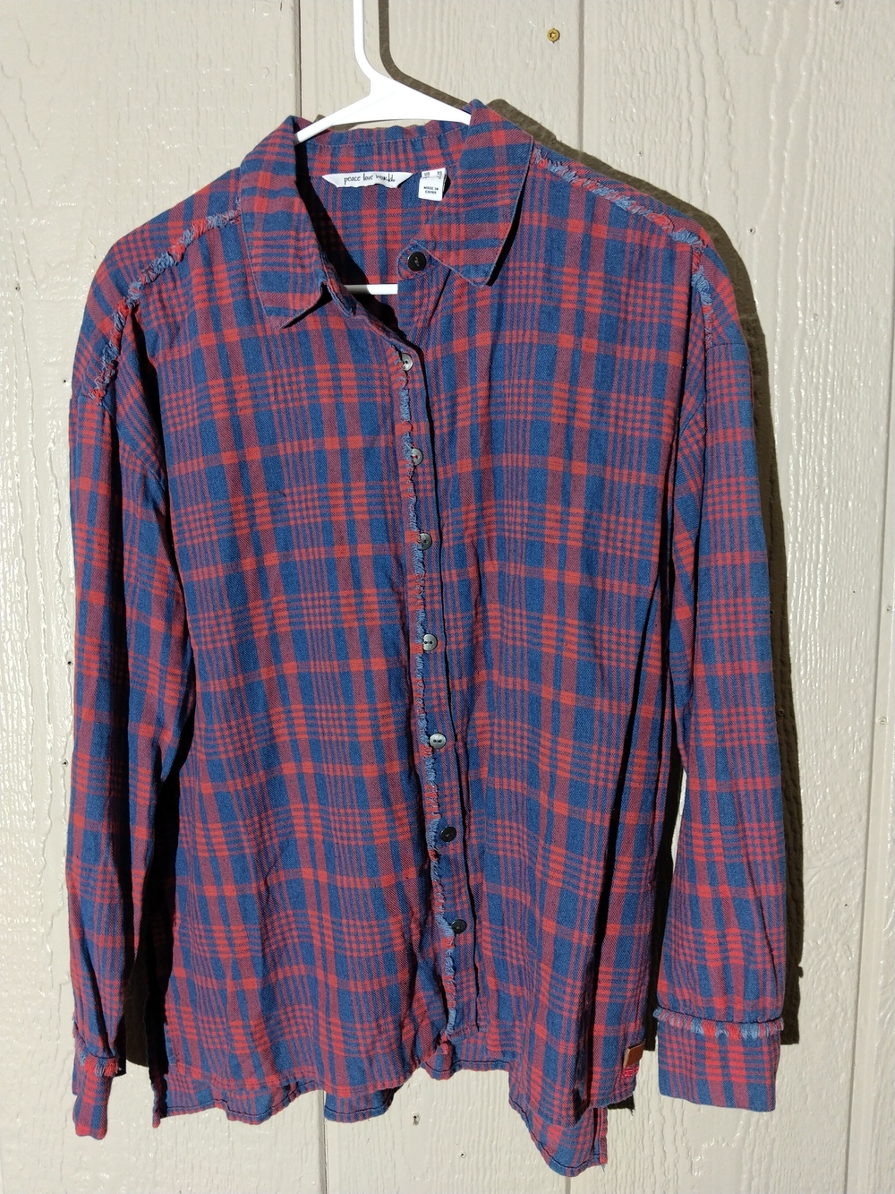 Peace Love World Plaid Flannel